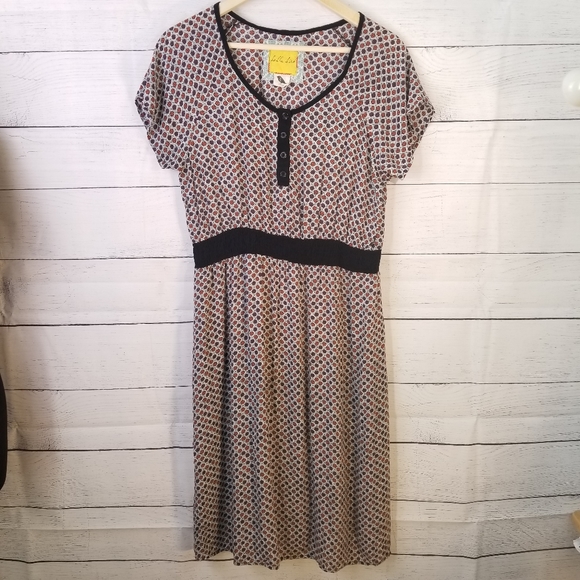 🦢 Bella Bird Print Dress Elastic Waist Cottagecore L 🍄 - Picture 5 of 6